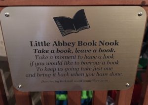 Kirkstall Abbey book nook plaque