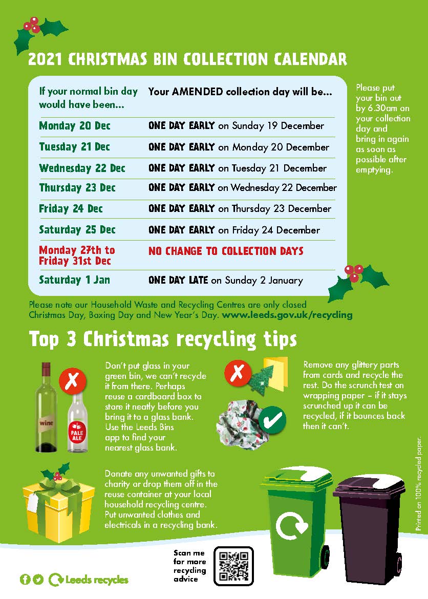 Leeds bin collection dates announced for Christmas 2021 West Leeds